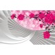 Photo murals composition with pink roses and spiral 3D