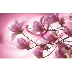 Photo Wall murals magnolia tree twig on pink background