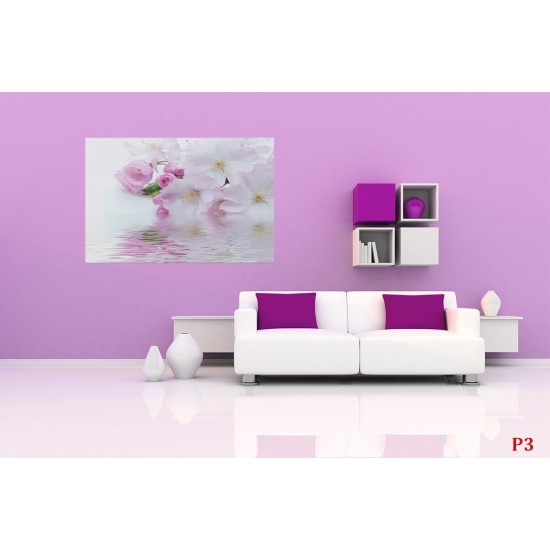 Wallpapers mural gentle spring blossom with water reflection