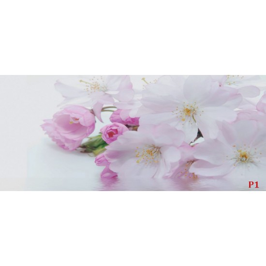 Wallpapers mural gentle spring blossom with water reflection