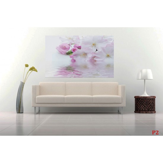 Wallpapers mural gentle spring blossom with water reflection