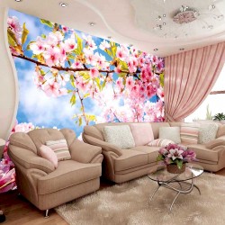 Photo murals twig spring blossom tree blue sky