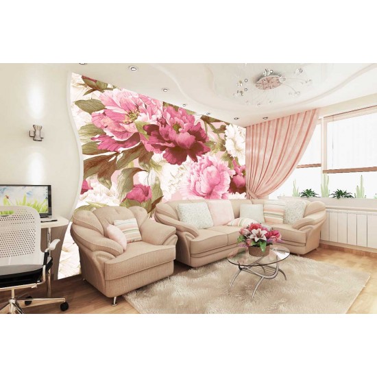 Wallpapers painted bouquet pink peonies Wallpapers painted bouquet pink peonies