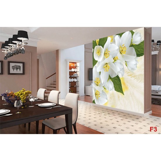 Photo murals white flowers on a background of feathers Photo murals white flowers on a background of feathers