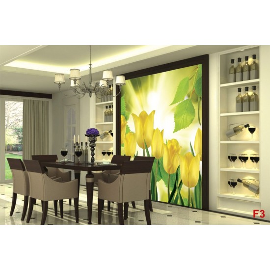 Wallpapers view of yellow tulips with sunshine