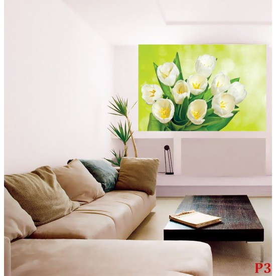 Photo murals bouquet of white tulips brilliant green background Photo murals bouquet of white tulips brilliant green background