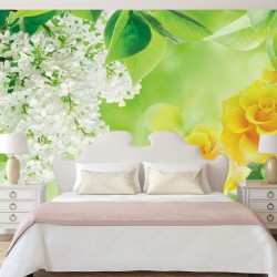 Photo murals color combination of white and lilac and roses Photo murals color combination of white and lilac and roses