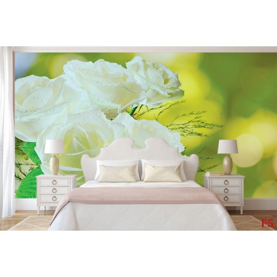 Photo murals bouquet of white roses on a green background