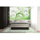 Wall murals white orchids on an abstract green background Wall murals white orchids on an abstract green background