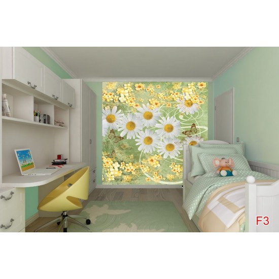 Photo murals Vintage composition with white daisies in green Photo murals Vintage composition with white daisies in green
