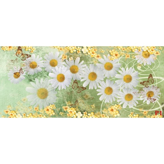 Photo murals Vintage composition with white daisies in green Photo murals Vintage composition with white daisies in green