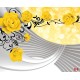 Photo murals composition with yellow roses and spiral 3D