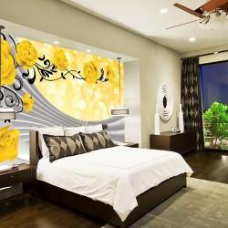 Photo murals composition with yellow roses and spiral 3D Photo murals composition with yellow roses and spiral 3D