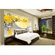 Photo murals composition with yellow roses and spiral 3D