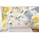 Photo mural modern abstraction with yellow metallic roses Photo mural modern abstraction with yellow metallic roses
