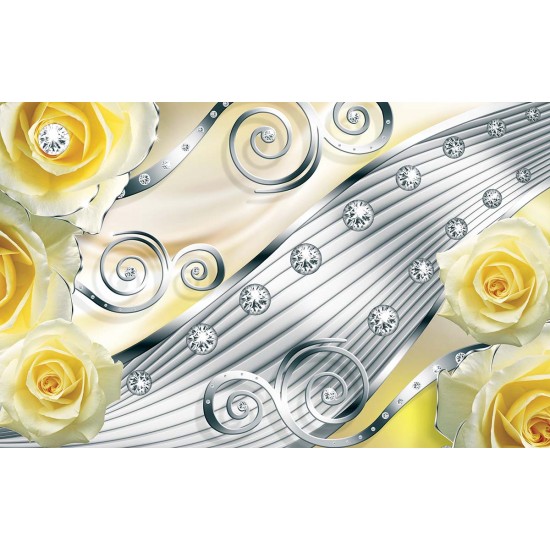 Photo mural modern abstraction with yellow metallic roses Photo mural modern abstraction with yellow metallic roses
