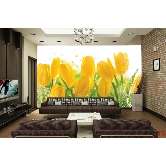 Wall mural yellow tulips with water drops Wall mural yellow tulips with water drops