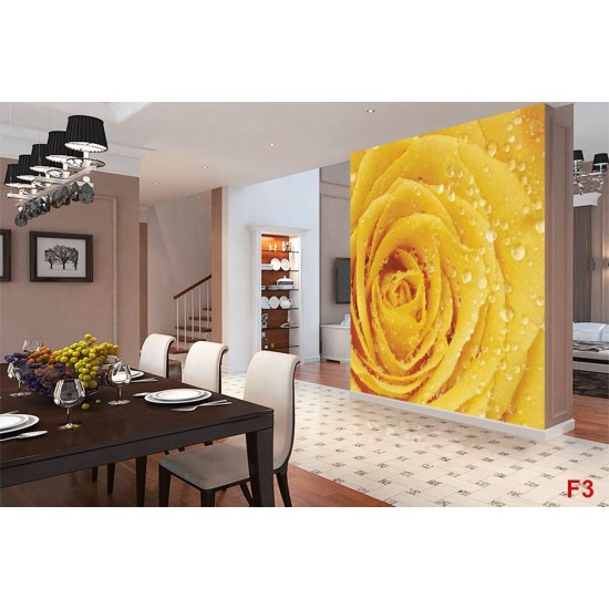 Photo mural yellow rose with water drops
