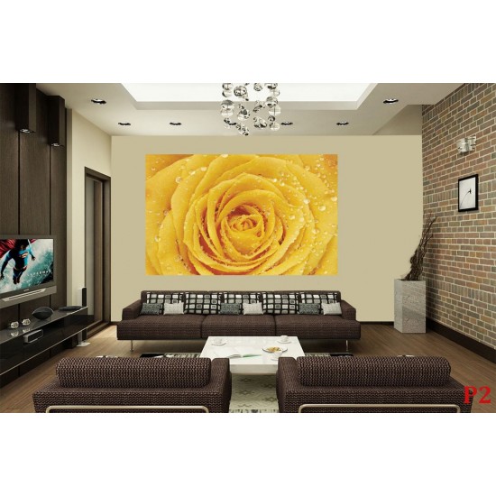 Photo mural yellow rose with water drops