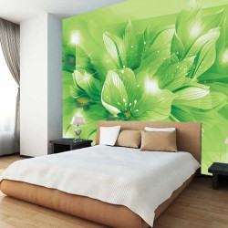 Wall mural composition lilium in green Wall mural composition lilium in green