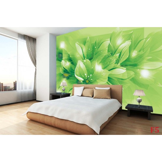 Wall mural composition lilium in green