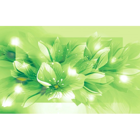 Wall mural composition lilium in green