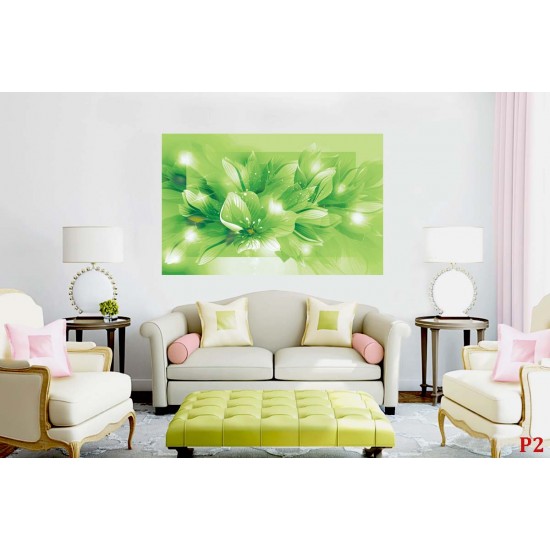 Wall mural composition lilium in green