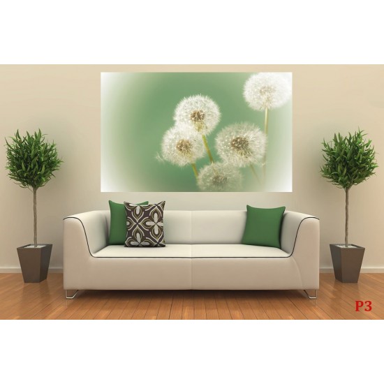 Wallpapers mural small delicate dandelion in green