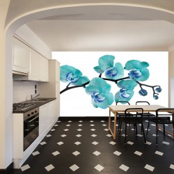 Wall mural spotted branch blue orchid Wall mural spotted branch blue orchid