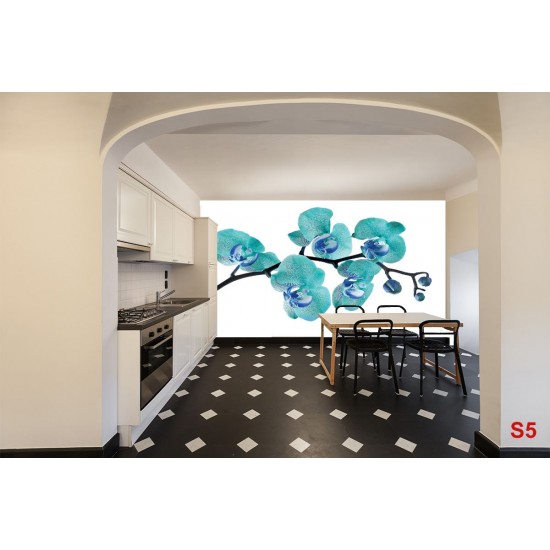 Wall mural spotted branch blue orchid Wall mural spotted branch blue orchid