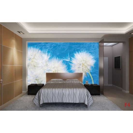 Wall murals delicate dandelions on blue and purple background - 2 colors Wall murals delicate dandelions on blue and purple background - 2 colors