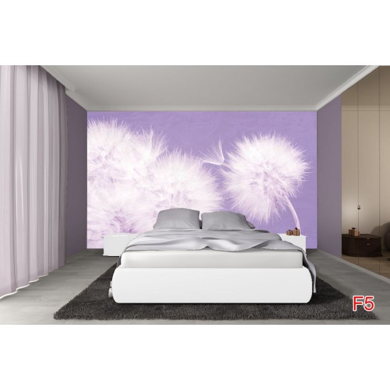 Wall murals delicate dandelions on blue and purple background - 2 colors Wall murals delicate dandelions on blue and purple background - 2 colors