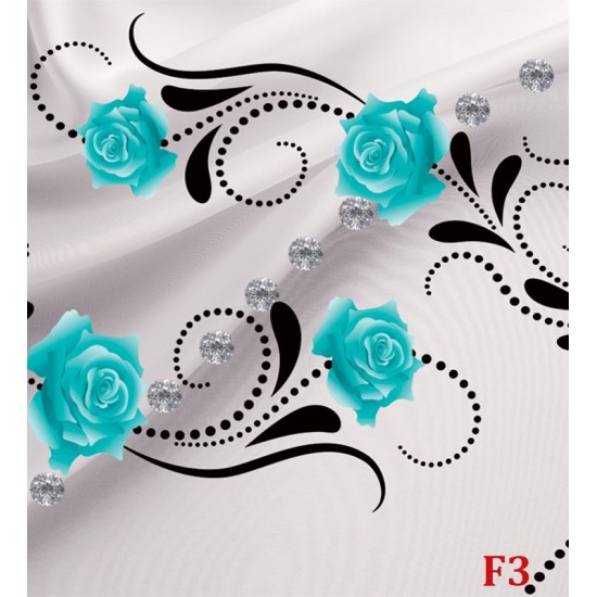 Wallpapers mural ornaments with turquoise roses and diamonds Wallpapers mural ornaments with turquoise roses and diamonds