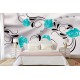 Wallpapers mural ornaments with turquoise roses and diamonds Wallpapers mural ornaments with turquoise roses and diamonds