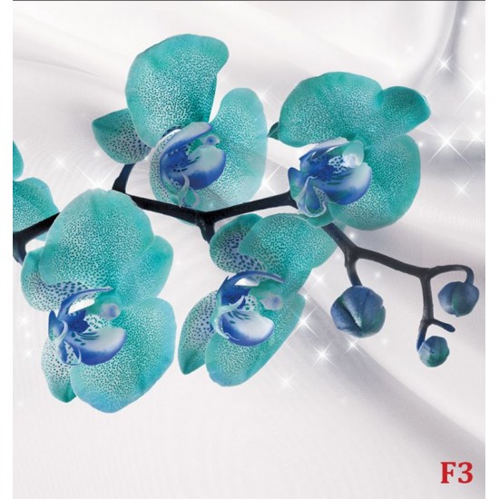 Photo mural branch orchid turquoise and silk