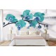 Photo mural branch orchid turquoise and silk