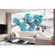 Photo mural branch orchid turquoise and silk
