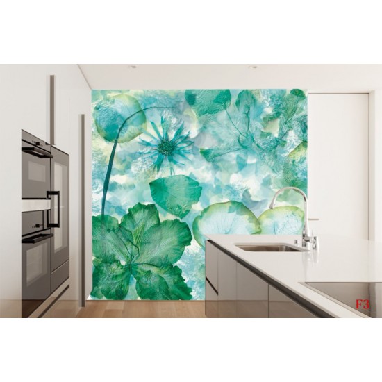 Photo mural delicate romance classic floral turquoise