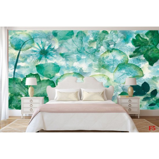 Photo mural delicate romance classic floral turquoise