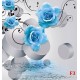 Photo Wall murals composition with blue roses and 3D elements Photo Wall murals composition with blue roses and 3D elements