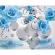 Photo Wall murals composition with blue roses and 3D elements Photo Wall murals composition with blue roses and 3D elements