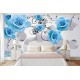 Photo Wall murals composition with blue roses and 3D elements Photo Wall murals composition with blue roses and 3D elements