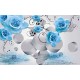 Photo Wall murals composition with blue roses and 3D elements Photo Wall murals composition with blue roses and 3D elements