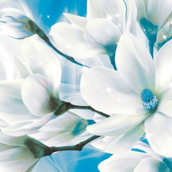 Photo Wall murals abstract composition with magnolia macro blue