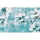 Photo Wall murals 3D porcelain flowers on a turquoise base Photo Wall murals 3D porcelain flowers on a turquoise base