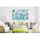 Photo Wall murals 3D porcelain flowers on a turquoise base Photo Wall murals 3D porcelain flowers on a turquoise base