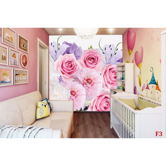 Wall murals bouquet of colorful flowers and pink roses