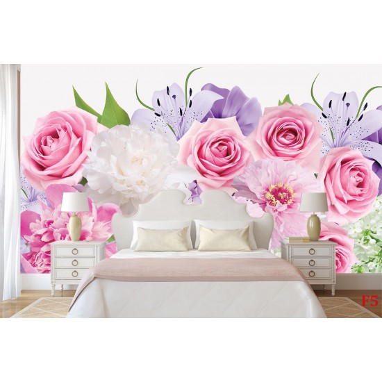 Wall murals bouquet of colorful flowers and pink roses