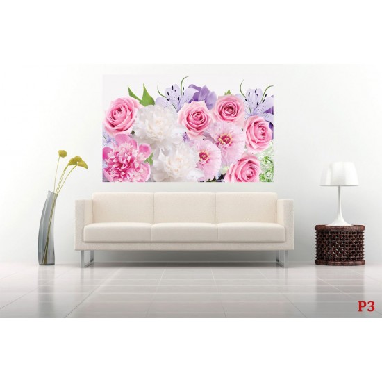 Wall murals bouquet of colorful flowers and pink roses