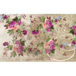 Wall photo mural Vintage composition based plaster and bouquets flowers